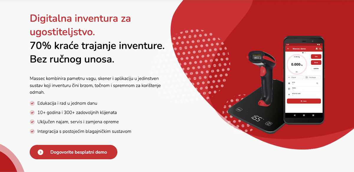 Massec brending fotografija tvrtke za digitalno upravljanje inventarom u ugostiteljstvu